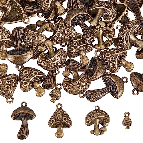 SUNNYCLUE 1 Box 64 Stück Pilz Charms Antik Bronze Niedliche Magische Pflanzen Charms Winzige Pilze Kleine Legierungs Charms Für Die Schmuckherstellung Charm DIY Halsketten Ohrringe Armbänder Bastelbed von SUNNYCLUE