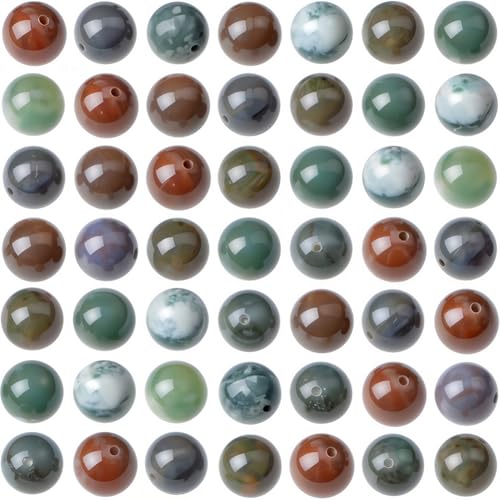 SUNNYCLUE 1 Box 65 Stück 6 mm indische Achat-Perlen, Naturstein, lose Perlen, kleine runde Kugel, bunt, glatt, Edelstein-Charm-Abstandshalter, Zubehör für Schmuckherstellung, Armbänder, Halsketten von SUNNYCLUE