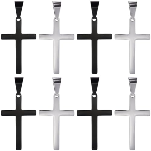 SUNNYCLUE 1 Box 8 Stück 2 Farben Edelstahl Kreuzanhänger Rosenkranzanhänger Aus Metall Weißer Glaube Glücksbringer Kruzifix Kreuze Anhänger Zur Schmuckherstellung Anhänger Osterparty Geschenke Hängend von SUNNYCLUE