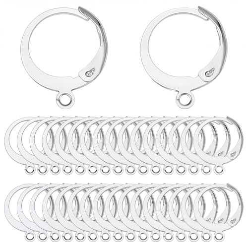 SUNNYCLUE 1 Box 80 Stück Huggie Hoop 15 mm Runde Leverback Ohrringhaken Edelstahl Hebelverschlüsse Klappbare Huggie Hoops Mit Schlaufen Ohrhaken Ohrhaken Für Die Schmuckherstellung DIY Ohrringzubehör von SUNNYCLUE