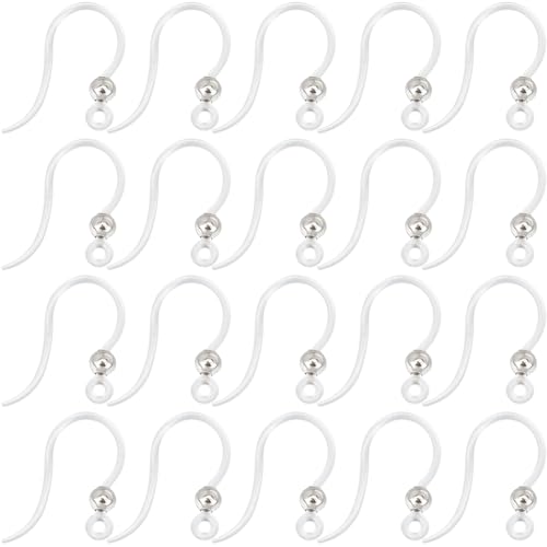 SUNNYCLUE 1 Box 80 Stück Kunststoff Ohrhaken 8mm Transparente Ohrhaken Angelhaken Ohrringe Mit Edelstahlperlen Antiallergische Ohrhaken Ohrhaken Beschläge Zur Schmuckherstellung Zubehör Zum Selbermac von SUNNYCLUE