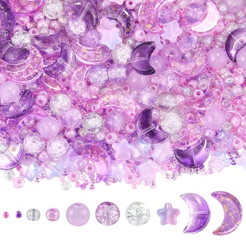 SUNNYCLUE 1 Box Ca. 1700+ STK. Violette Transparente Glasperlen Sets Stern Und Mondperlen Großpackung Süße Runde Abstandshalter Aus Kunstharz Lose Armbänder Zum Basteln von Schmuck Armband Perlen Set SUNNYCLUE 1 Box Ca. 1700+ STK. Violette Transparente Glasperlen Sets Stern Und Mondperlen Großpackung Süße Runde Abstandshalter Aus Kunstharz Lose Armbänder Zum Basteln von Schmuck Armband Perlen Set von SUNNYCLUE
