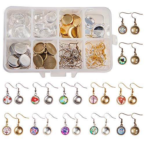 SUNNYCLUE 1 Box 120Stück 4farbe 12mm DIY 40Paare Glaskuppel Cabochon Ohrringe Selbst Machen Starter Kits Foto lünette Rohlinge Schmuckzubehör Kit zur Schmuckherstellung Frauen Fassungen für Cabochon von SUNNYCLUE