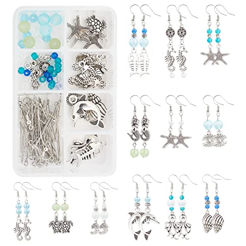 SUNNYCLUE 1 Box DIY Make 12 Pairs Ocean Theme Dangle Earring Making Kits Whale Tail Whale Alloy Emaille Charms Pendants for Adults DIY Earring Jewelry Making Accessories von SUNNYCLUE