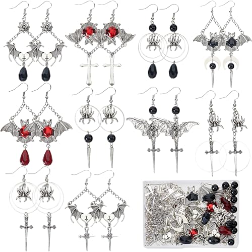 SUNNYCLUE 1 Box Mit 10 Paar Halloween Ohrring Set Spinnen Anhänger Kreuz Anhänger Aus Legierung Herz Anhänger Rot Schwarz Gothic Anhänger Fledermaus Anhänger Großpackung Zur Schmuckherstellung Sets Zu SUNNYCLUE 1 Box Mit 10 Paar Halloween Ohrring Set Spinnen Anhänger Kreuz Anhänger Aus Legierung Herz Anhänger Rot Schwarz Gothic Anhänger Fledermaus Anhänger Großpackung Zur Schmuckherstellung Sets Zu von SUNNYCLUE
