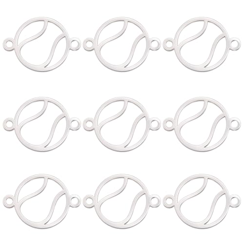 SUNNYCLUE 1 Box Mit 10 Tennis Charms Edelstahl Verbindungsstück Kleine Kugel Aus Metalllegierung Hohl Silberfarben Sport Anhänger Für Schmuckherstellung DIY Handwerk Halskette Armband Ohrring Team von SUNNYCLUE