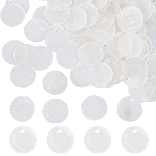 SUNNYCLUE 1 Box Mit 100 Muschel Charms 20 mm Flache Runde Natürliche Muschelscheiben Capsiz Muschelperlen Münze Meer Ozean Sommerscheiben Charms Für Die Schmuckherstellung Charm DIY Windspiel Ohrring von SUNNYCLUE