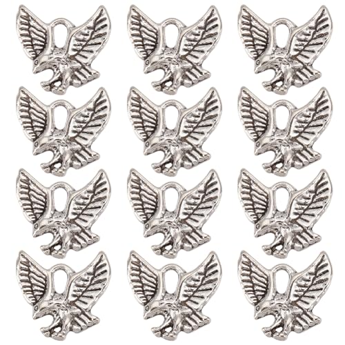 SUNNYCLUE 1 Box Mit 100 Stück Adler Charms Patriotischer Anhänger Im Tibetischen Stil Antiksilber USA Amerikanisch 4. Juli Unabhängigkeitstag Falken Vogel Charms Für Die Schmuckherstellung Charms DIY von SUNNYCLUE