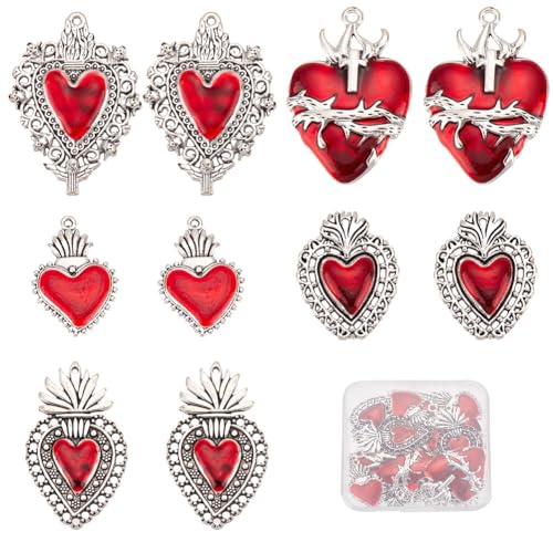 SUNNYCLUE 1 Box Mit 20 Stück Herz Anhänger Im Gothic Stil Heiliges Herz Große Menge Antikes Silber Rotes Herz Disteln Dornen Ausgefallener Emaille Anhänger Für Die Schmuckherstellung Anhänger Valentin SUNNYCLUE 1 Box Mit 20 Stück Herz Anhänger Im Gothic Stil Heiliges Herz Große Menge Antikes Silber Rotes Herz Disteln Dornen Ausgefallener Emaille Anhänger Für Die Schmuckherstellung Anhänger Valentin von SUNNYCLUE