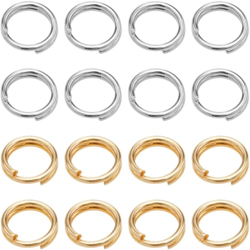 SUNNYCLUE 1 Box Mit 200 Doppelschlaufen Spaltringen 304 Biegeringen Aus Edelstahl Silber Goldenem Metall Runden Schlaufenöffnern Kleinen Verbindungsstücken Schlüsselringen Für Die Schmuckherstellung H von SUNNYCLUE