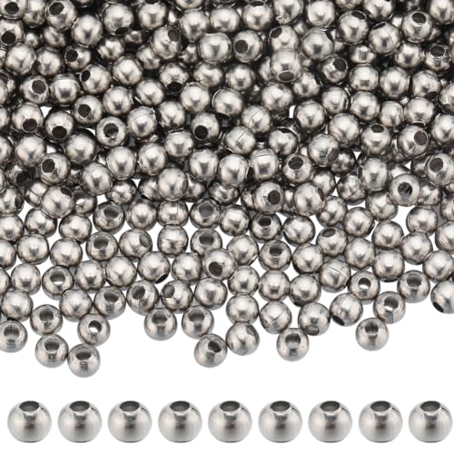 SUNNYCLUE 1 Box Mit 2000 Stück Winzigen Abstandsperlen 3 mm Edelstahlperlen Große Mini Runde Kugelperlen Abstandshalter Gesäumte Rondell Quetschperlen Lose Abstandshalterperlen Für Die Schmuckherstell von SUNNYCLUE