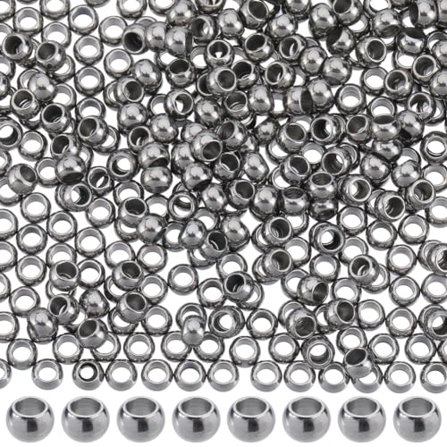 SUNNYCLUE 1 Box Mit 500 Stück Edelstahlperlen 3 mm Kleine Runde Lose Abstandsperlen Metallperlen Abstandshalter 1.5 mm Loch Mini Kleine Glatte Nahtlose Kugel Rondelle Perlen Für Die Schmuckherstellung von SUNNYCLUE