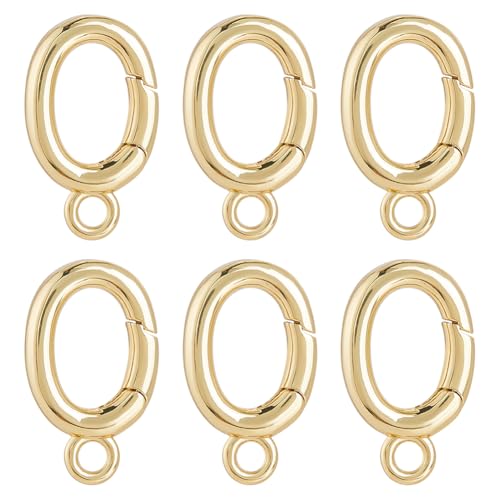 SUNNYCLUE 1 Box Mit 6 ovalen Federringen Schmuckfederverschluss Echtes 18 Karat Vergoldetes Messing Karabinerhaken Karabinerclip Schlüsselanhänger Schnalle Für Geldbörse Schmuckherstellung Armband Tas SUNNYCLUE 1 Box Mit 6 ovalen Federringen Schmuckfederverschluss Echtes 18 Karat Vergoldetes Messing Karabinerhaken Karabinerclip Schlüsselanhänger Schnalle Für Geldbörse Schmuckherstellung Armband Tas von SUNNYCLUE