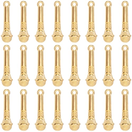 SUNNYCLUE 1 Box Mit 60 Mikrofon Anhängern Großpackung Legierung Vintage Antik Gold Sänger Instrument Baumelnde Mini Musik Anhänger Für Schmuckherstellung Zubehör DIY Basteln Halskette Armband Ohrring von SUNNYCLUE