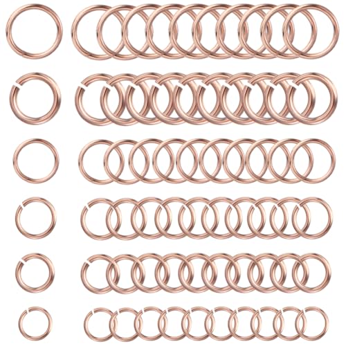 SUNNYCLUE 1 Box Mit 720 Biegering Sets 304 offene Biegeringe Aus Edelstahl 3/4/5/6 mm Große Biegeringe Roségold Metall Spaltringe Verbindungsringe Für Schmuckherstellung Zubehör DIY Bastelbedarf von SUNNYCLUE