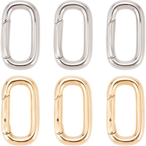 SUNNYCLUE 1 Box Mit 8 ovalen Federringen Torringe Großpackung Aus Silbernem Metall Echtes 18 Karat Vergoldetes Messing Runder Verbindungsverschluss Schnappschnalle Karabinerclips Für Schlüsseltaschen von SUNNYCLUE