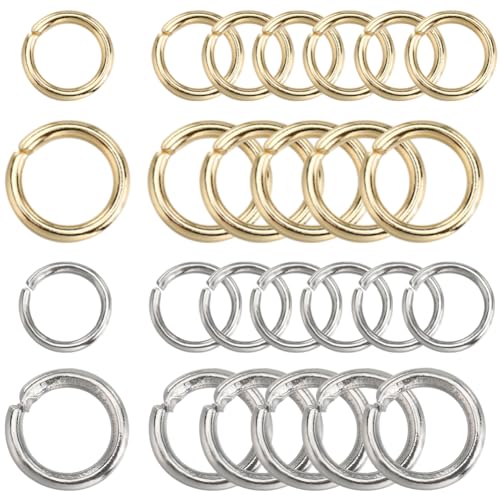 SUNNYCLUE 1 Box Mit 800 offenen Biegeringen In Gold 304 Biegeringe Aus Edelstahl 5/8 mm Spaltringe Biegering Set Große Menge Für Schmuckherstellung Zubehör Für DIY Ohrringe Armbänder Halsketten von SUNNYCLUE