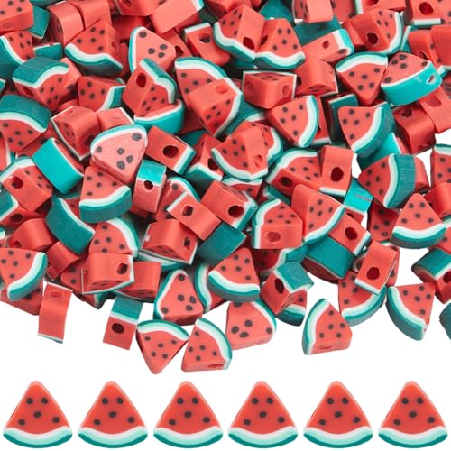 SUNNYCLUE 1 Box Mit Ca 300 Wassermelonen Tonperlen Fruchtmotiv Perlen Polymer Süß Rot Grün Flach Sommermelone Lose Abstandshalter Für Schmuckherstellung Zubehör Basteln DIY Halskette Ohrringe Damen von SUNNYCLUE