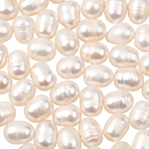 SUNNYCLUE 1 Box Mit Ca. 70+ Süßwasserperlen Natürliche Süßwasser Zuchtperlen 5mm Barock Keshi Weiß Mit Loch Ovale Unregelmäßige Reisperlen Für Die Schmuckherstellung DIY Handwerk Halsketten Armbänder von SUNNYCLUE