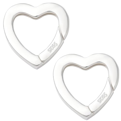 SUNNYCLUE 1 Box S925 Sterlingsilber Federtorringe Herzförmiger Federclip 15mm Kleine Weiße Haken Schnappverschluss Verbindungsglied Karabiner Für Die Schmuckherstellung DIY Armbandzubehör Befunde Dam von SUNNYCLUE