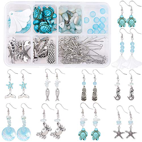 SUNNYCLUE 1 Box Starfish Mermaid Crab Shell Dangle Earring Making Starter Supplies Kit – DIY Machen Sie 10 Paar Seestern Sommer Shell Ohrringe Angelhaken Ocean Beach Theme von SUNNYCLUE