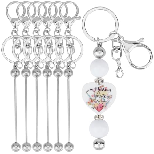SUNNYCLUE 1 Box mit 10 Sets, 40 Stück Perlen-Schlüsselanhänger, Metallperlen, Schlüsselanhänger, inklusive 20 offene Binderinge für Schmuckherstellung, Charms, DIY-Schlüsselanhänger von SUNNYCLUE
