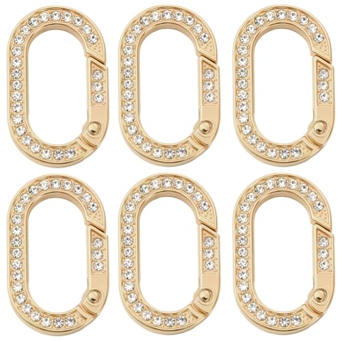 SUNNYCLUE 1 Box mit 10 goldfarbenen Federringen, O-Ring-Verschluss, 35 mm, Strass, ovale Schnappschnalle, Verbindungsstück, Schlüsselanhänger für Schmuckherstellung, Handtasche, Taschen, Geldbörsen von SUNNYCLUE