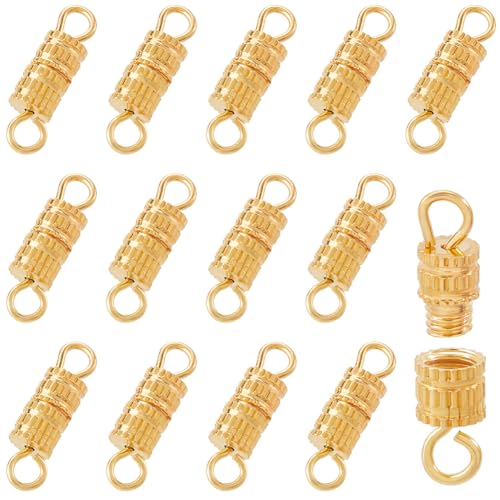 SUNNYCLUE 1 Box mit 100 Stück Zylinderschraubenverschluss, Schmuckverschlüsse, Gold, kleine Legierung, Säulenverschluss, Kordelende, Doppelschlaufe, Schraubverbinder für Schmuckherstellung, Charms SUNNYCLUE 1 Box mit 100 Stück Zylinderschraubenverschluss, Schmuckverschlüsse, Gold, kleine Legierung, Säulenverschluss, Kordelende, Doppelschlaufe, Schraubverbinder für Schmuckherstellung, Charms von SUNNYCLUE