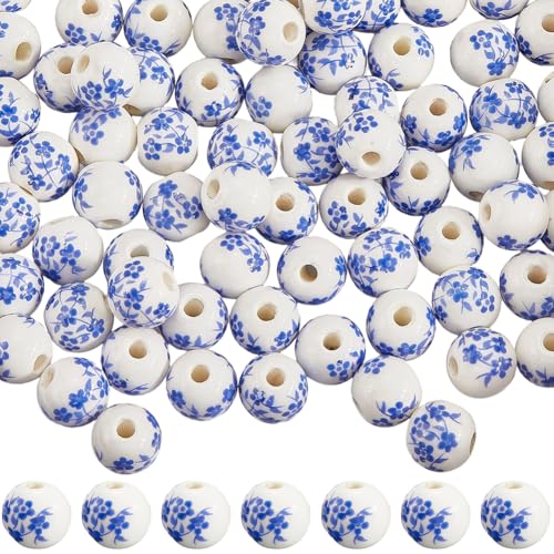 SUNNYCLUE 1 Box mit 100 blauen und weißen Keramikperlen, Keramikperlen, blaue Blumenperlen, 10 mm, rund, Porzellan, glatt bedruckt, florale Abstandshalter für Schmuckherstellung, DIY, Handwerk SUNNYCLUE 1 Box mit 100 blauen und weißen Keramikperlen, Keramikperlen, blaue Blumenperlen, 10 mm, rund, Porzellan, glatt bedruckt, florale Abstandshalter für Schmuckherstellung, DIY, Handwerk von SUNNYCLUE