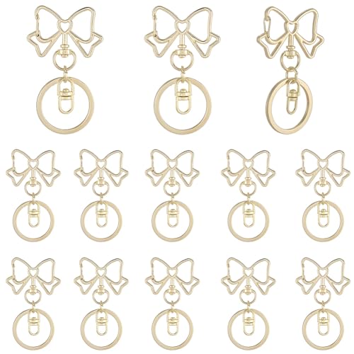 SUNNYCLUE 1 Box mit 18 Stück bogenförmigen Schlüsselanhänger-Verschlüssen, goldfarbener Drehverschluss, Metallschnalle, Federverschlüsse, Clip mit Biegeringen, Gliederreifen, Schlüsselringe für von SUNNYCLUE