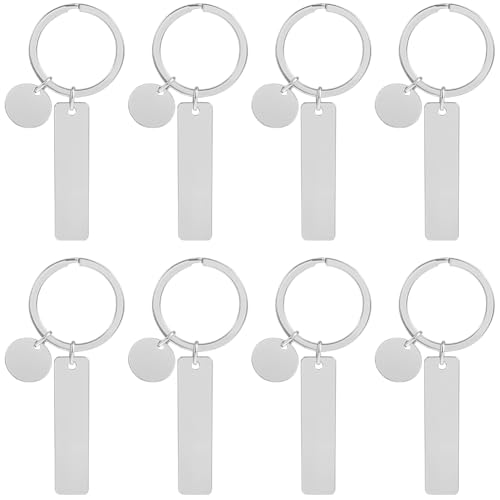 SUNNYCLUE 1 Box mit 20 Metallstempel-Schlüsselanhängern, gravierbar, Edelstahl, rund, rechteckig, Legierung, Schlüsselanhänger für Lasergravur, Schmuckherstellung, DIY, Basteln, Frauen von SUNNYCLUE