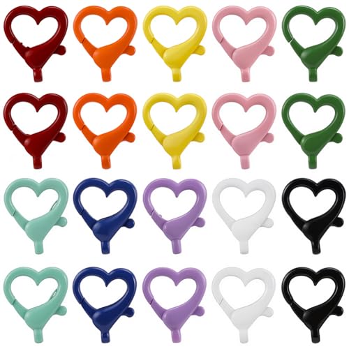 SUNNYCLUE 1 Box mit 20 Stück 10 Farben Herz-Hummer-Schlüsselanhänger-Verschluss, herzförmige Schlüsselanhänger-Clips, niedlich, Federmetalllegierung, bunte Karabiner-Schlüsselanhänger SUNNYCLUE 1 Box mit 20 Stück 10 Farben Herz-Hummer-Schlüsselanhänger-Verschluss, herzförmige Schlüsselanhänger-Clips, niedlich, Federmetalllegierung, bunte Karabiner-Schlüsselanhänger von SUNNYCLUE