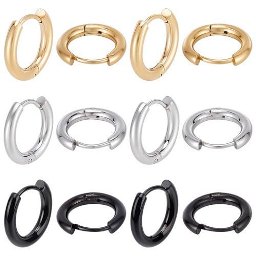 SUNNYCLUE 1 Box mit 24 Stück Huggie-Ohrringhaken, 15 mm, echt, 18 Karat vergoldet, rund, Klappbügel, Huggie-Creolen, Ohrringe, Verschlüsse, silberfarben, goldfarben, schwarz, Klappbügel für SUNNYCLUE 1 Box mit 24 Stück Huggie-Ohrringhaken, 15 mm, echt, 18 Karat vergoldet, rund, Klappbügel, Huggie-Creolen, Ohrringe, Verschlüsse, silberfarben, goldfarben, schwarz, Klappbügel für von SUNNYCLUE