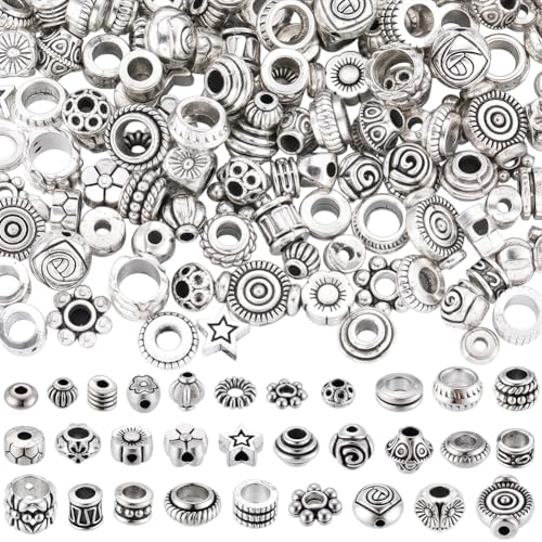 SUNNYCLUE 1 Box mit 240 silberfarbenen Abstandshaltern in 30 Stilen, verschiedene Metallperlen, tibetische Metallperlen, antike Legierung, Retro-Säule, kleine lose Abstandshalter für SUNNYCLUE 1 Box mit 240 silberfarbenen Abstandshaltern in 30 Stilen, verschiedene Metallperlen, tibetische Metallperlen, antike Legierung, Retro-Säule, kleine lose Abstandshalter für von SUNNYCLUE