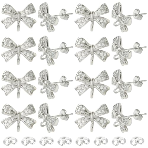 SUNNYCLUE 1 Box mit 30 Schleifen-Ohrsteckern zum Selbermachen, Ohrstecker, silberfarbenes Messing, Schleife, Ohrstecker, Findungskomponenten mit Schlaufe und Ohrmuttern für Schmuckherstellung, Damen SUNNYCLUE 1 Box mit 30 Schleifen-Ohrsteckern zum Selbermachen, Ohrstecker, silberfarbenes Messing, Schleife, Ohrstecker, Findungskomponenten mit Schlaufe und Ohrmuttern für Schmuckherstellung, Damen von SUNNYCLUE
