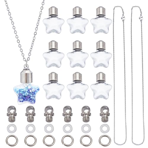 SUNNYCLUE 1 Box mit 30 Stück DIY 10 Sets Phiole Halskette Sanduhr-Fläschchen Anhänger mit Schraubverschluss Flasche leere sternförmige Sanduhr Klarglas Wunschflasche Charms Edelstahlkette für SUNNYCLUE 1 Box mit 30 Stück DIY 10 Sets Phiole Halskette Sanduhr-Fläschchen Anhänger mit Schraubverschluss Flasche leere sternförmige Sanduhr Klarglas Wunschflasche Charms Edelstahlkette für von SUNNYCLUE