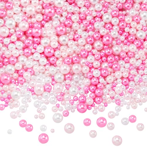 SUNNYCLUE 1 Schachtel 1500 Stück Rosa Blasenperlen Perlen In Gemischten Größen Ohne Löcher Große Mengen Rot Weiße Runde Perlen Kunststoffperlen Zur Schmuckherstellung Zum Basteln Für Armbänder Ohrring von SUNNYCLUE