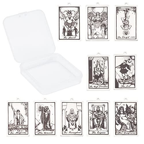 SUNNYCLUE 10 Stück 10 Stil Edelstahl Tarotkarte Tarotkarte Charms Halskette Anhänger Zierliche Tarot Schmuck Charms Für DIY Original Schmuck Zubehör von SUNNYCLUE