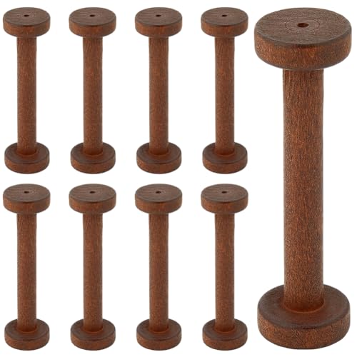 SUNNYCLUE 10 Stück 28x96mm Holzgarnspulen Große Bandspulen Leer Kokosnussbraun Langes Band Weben Häkeln Textilspulen Organizer Schnur Masse Für Frauen Garn DIY Kunsthandwerk Stich Stickerei von SUNNYCLUE