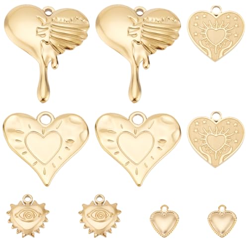 SUNNYCLUE 10 Stück 5 Stile Echter 18 Karat Vergoldeter Augen Herz Charm Valentinstags Anhänger Charms Aus Edelstahl Schmelzend Aufgeblasen Mit Stern Herzen Anhängern Charm Für Die Schmuckherstellung C SUNNYCLUE 10 Stück 5 Stile Echter 18 Karat Vergoldeter Augen Herz Charm Valentinstags Anhänger Charms Aus Edelstahl Schmelzend Aufgeblasen Mit Stern Herzen Anhängern Charm Für Die Schmuckherstellung C von SUNNYCLUE