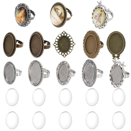SUNNYCLUE 10 Stück Cabochon Fassungen Ringe Ovale Cabochon Ringe Cabochon Ring Basis Vintage Cabochons Aus Klarem Glas Verstellbare Ring Basis Fassungen Leere Cabochon Ringe Für Schmuckherstellungs Se SUNNYCLUE 10 Stück Cabochon Fassungen Ringe Ovale Cabochon Ringe Cabochon Ring Basis Vintage Cabochons Aus Klarem Glas Verstellbare Ring Basis Fassungen Leere Cabochon Ringe Für Schmuckherstellungs Se von SUNNYCLUE