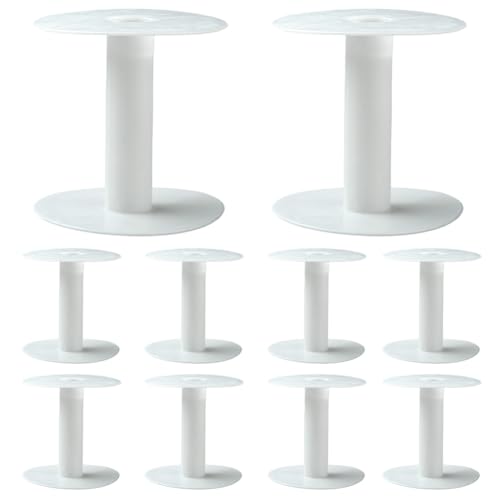 SUNNYCLUE 10 Stück Weiße Kunststoffspule Große Leere Spulen 8.1 x 8.3cm Für Schmuck Perlen Ketten Spitzen Schnüre Drähte Faden Organizer Spulen Zum Nähen Sticken Weben Basteln Zubehör von SUNNYCLUE