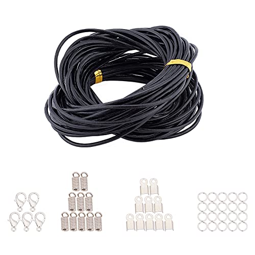 SUNNYCLUE 10 m Echtes Lederband Schwarzes Lederband 2 mm Breit Halskette Und Faltbare Crimp-Enden Spiralkabelenden Karabinerverschluss Und Biegeringe Für Halsketten-Armband-Herstellungssets SUNNYCLUE 10 m Echtes Lederband Schwarzes Lederband 2 mm Breit Halskette Und Faltbare Crimp-Enden Spiralkabelenden Karabinerverschluss Und Biegeringe Für Halsketten-Armband-Herstellungssets von SUNNYCLUE