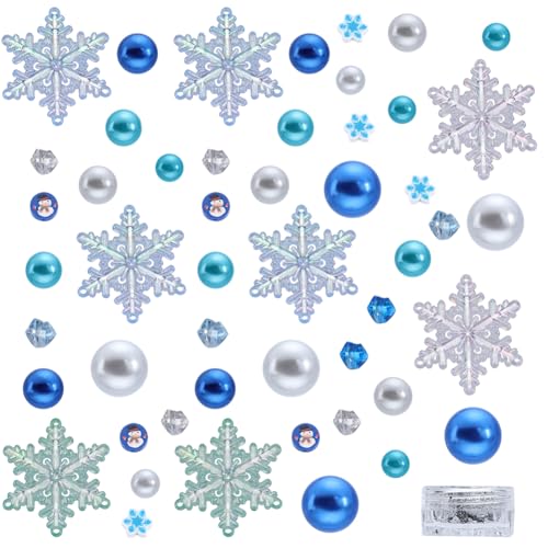 SUNNYCLUE 10000 + Stück Weihnachtsvasenfüller Kerzenfüller Schneeflocken Vasenfüller Winter Schneemann Blaue Polymer Tonperlen Schwimmende Perlen Für Vasen Tischdekoration Zu Hause Feiertags Party Dek von SUNNYCLUE