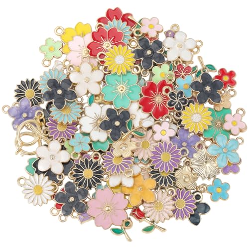 SUNNYCLUE 120 Stück 6 Stile Rosen Emaille Anhänger Verschiedene Floridn Anhänger Bunte Gänseblümchen Floridnpflanze Kleine Baumelnde Legierungsanhänger Zubehör Für Die Schmuckherstellung Halsketten Ar von SUNNYCLUE
