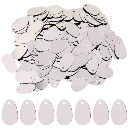 SUNNYCLUE 1200 Stück ovale Pailletten, flach, silberfarben, PVC, Glitzer, Stickerei, lose Löcher, Nähen, Strass, Pailletten, Spangles für DIY, Kunst, Handwerk, Schmuckherstellung, Hochzeit von SUNNYCLUE