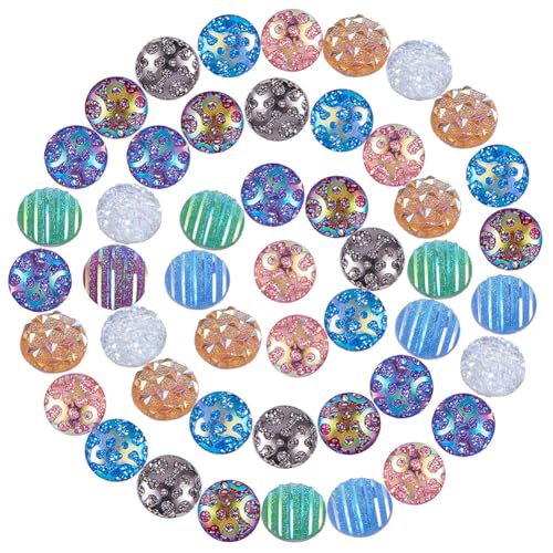 SUNNYCLUE 160 stücke 8 Farbe (20 stücke/Farbe) 12mm Harz der Flachen Rückseite Cabochons Faux Druzy Dome Cabochons Irisierende Cameo Sparkly für DIY Ohrring Armband Halskette Schmuckherstellung von SUNNYCLUE