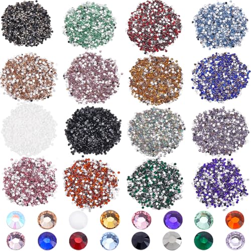 SUNNYCLUE 16000 Stück 16 Farben Diamant Malperlen Diamant Kunst Nachfüllungen 1.5mm Buntes Harz Rund Flache Rückseite Glitzernde Strass Cabochons Mini Perlen Für Diamant Kunst Make Up Nägel DIY Baste von SUNNYCLUE