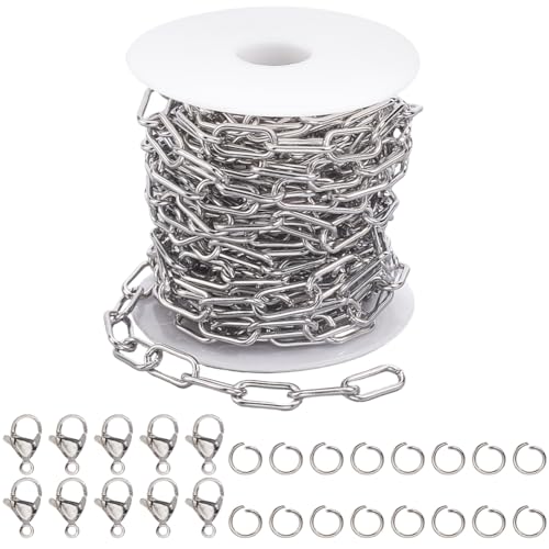 SUNNYCLUE 164 Fuß/5 m 6mm Büroklammerkette Aus Edelstahl Silberkette Schmuckherstellungsset Rechteckiges Verbindungsgliedset Aus Metall Mit Biegeringen Karabinerverschlüssen Spule Für Armbänder Und H SUNNYCLUE 164 Fuß/5 m 6mm Büroklammerkette Aus Edelstahl Silberkette Schmuckherstellungsset Rechteckiges Verbindungsgliedset Aus Metall Mit Biegeringen Karabinerverschlüssen Spule Für Armbänder Und H von SUNNYCLUE