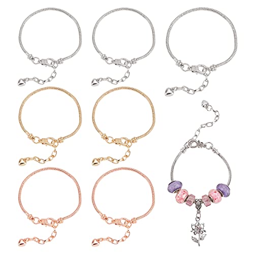 SUNNYCLUE 1Box 9Stück 3Stil Schlangenketten Charm Armband Für Perlen Charms 8Zoll Verstellbares Europäisches Bettelarmband Silberfarbe Schlangenkette Karabinerverschluss Armband Bastelzubehör Handwerk SUNNYCLUE 1Box 9Stück 3Stil Schlangenketten Charm Armband Für Perlen Charms 8Zoll Verstellbares Europäisches Bettelarmband Silberfarbe Schlangenkette Karabinerverschluss Armband Bastelzubehör Handwerk von SUNNYCLUE